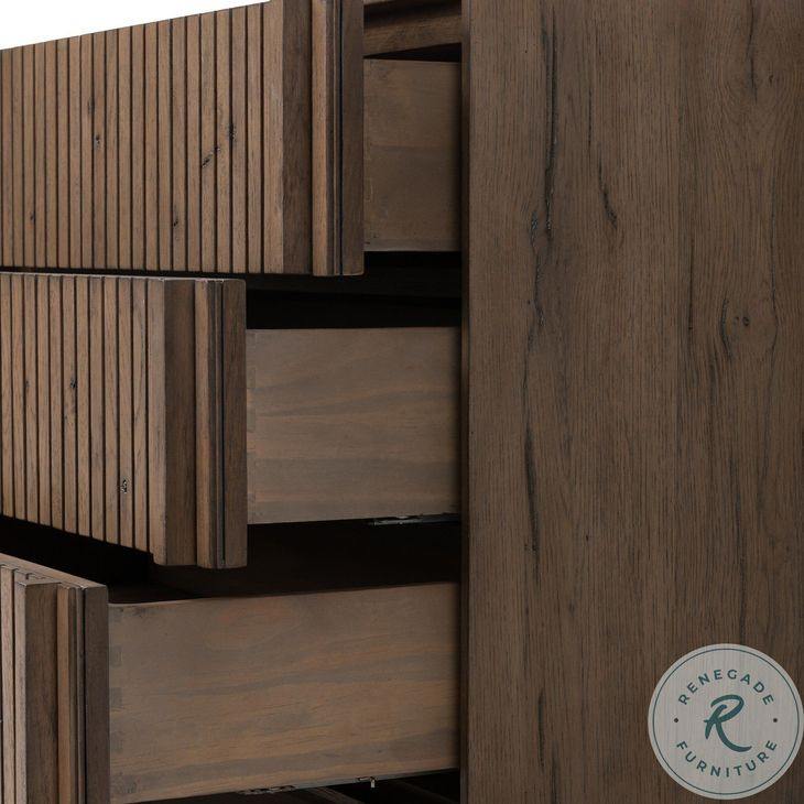 Leo Rustic Grey Veneer 3 Drawer Nightstand