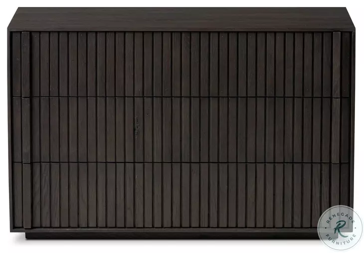 Leo Smoked Black Veneer 3 Drawer Nightstand
