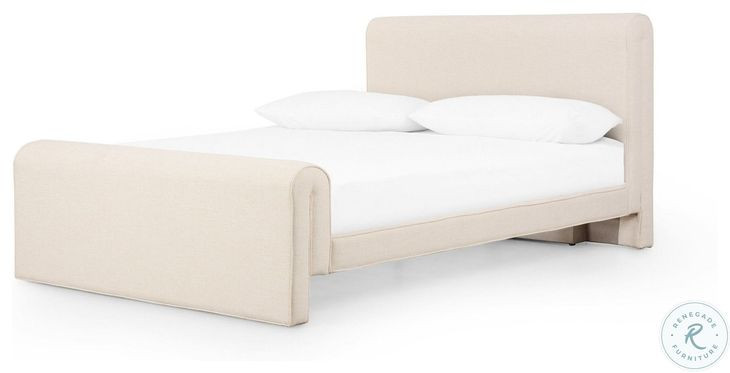 Mitchell Thames Cream Performance Fabric Queen Upholstered Bed