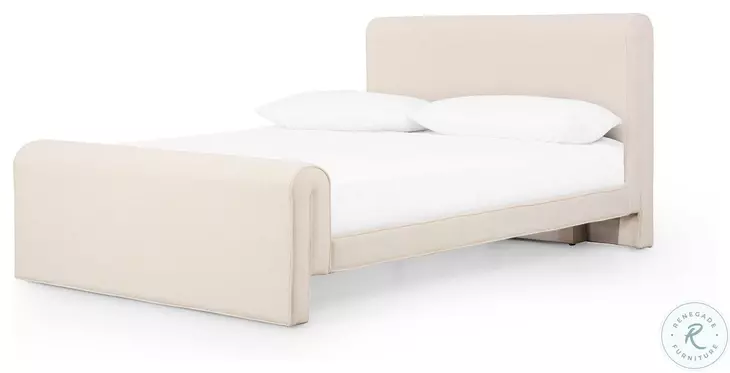 Mitchell Thames Cream Performance Fabric Queen Upholstered Bed