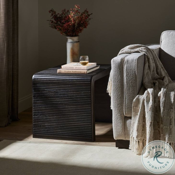 Leo Smoke Black Rectangular End Table