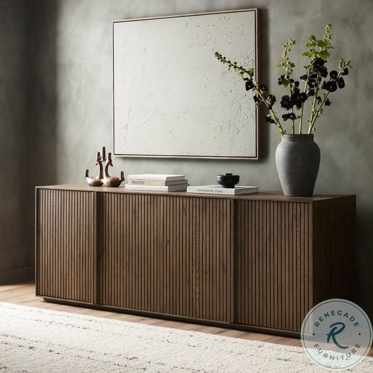 Leo Rustic Grey 4 Door Sideboard