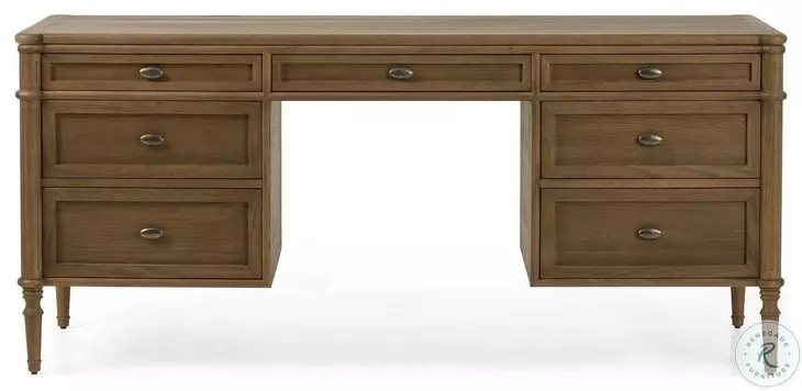 Toulouse Toasted Oak Veneer 7 Drawer Executive Desk