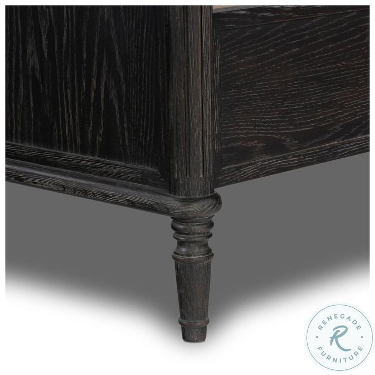 Toulouse Distressed Black Queen Upholstered Bed