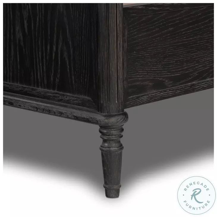 Toulouse Distressed Black Queen Upholstered Bed