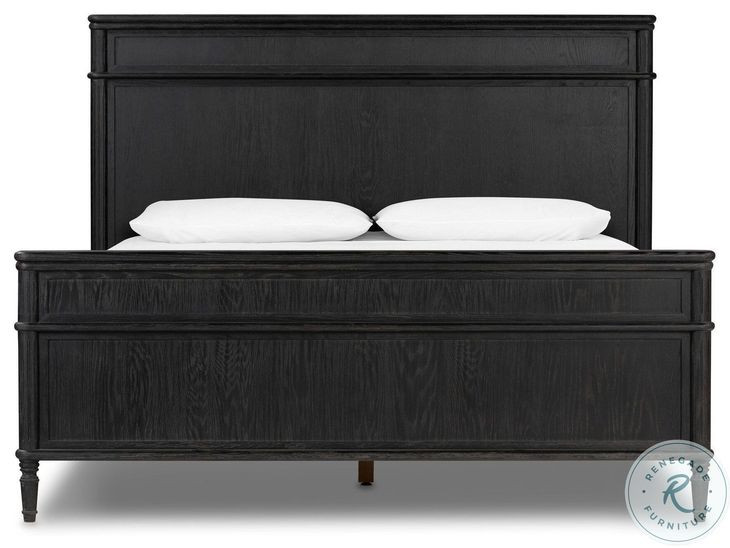 Toulouse Distressed Black Upholstered Bedroom Set