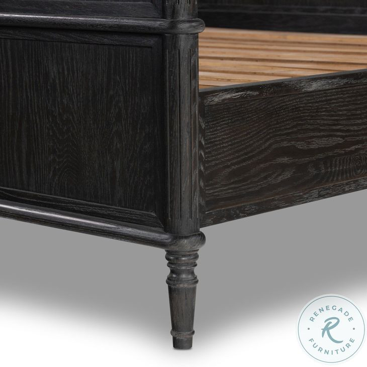 Toulouse Distressed Black King Upholstered Bed