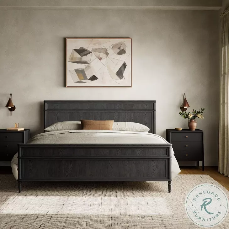 Toulouse Distressed Black King Bed