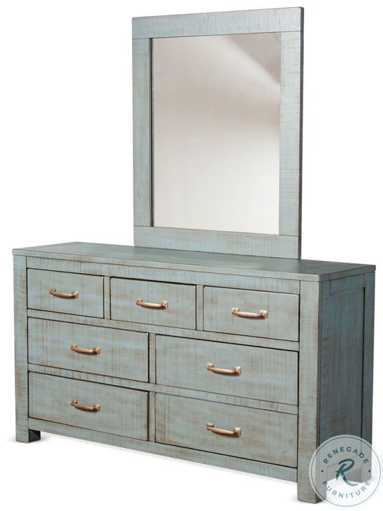 Maple Haze Blue 32" Rectangular Bedroom Mirror