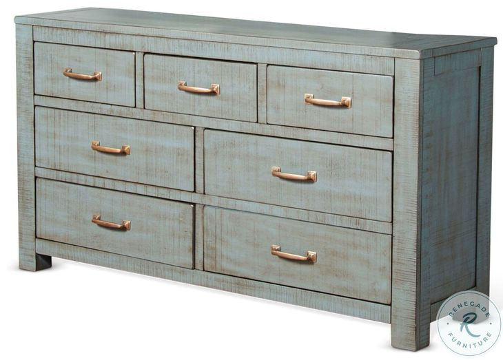 Golden Hearth Blue 7 Drawer Dresser