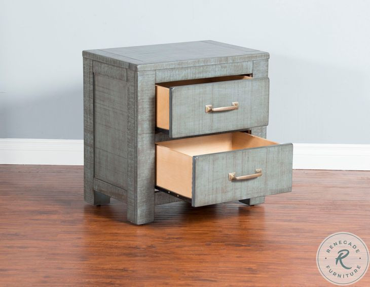 Saddle and Sage Blue 2 Drawer Nightstand