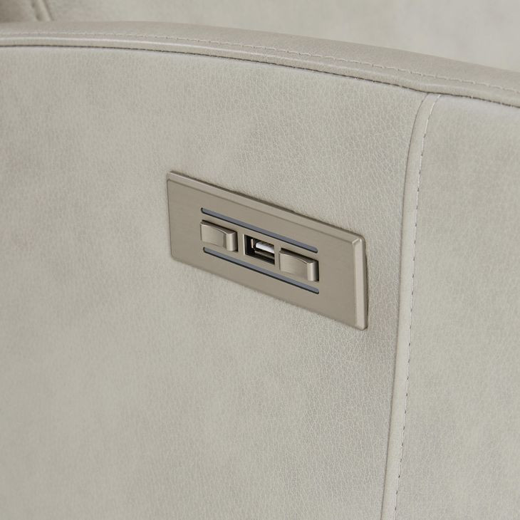 Weller Light Gray Leather Power Recliner