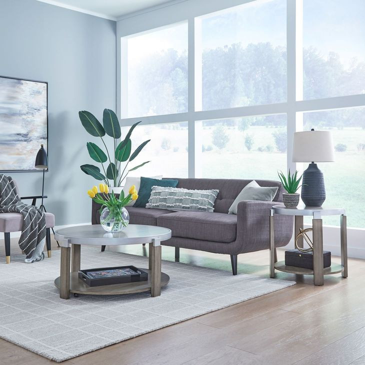 Sutton Bleached Sand Round Occasional Table Set