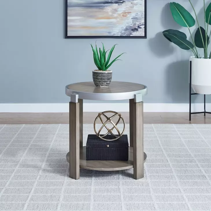 Sutton Bleached Sand Round End Table