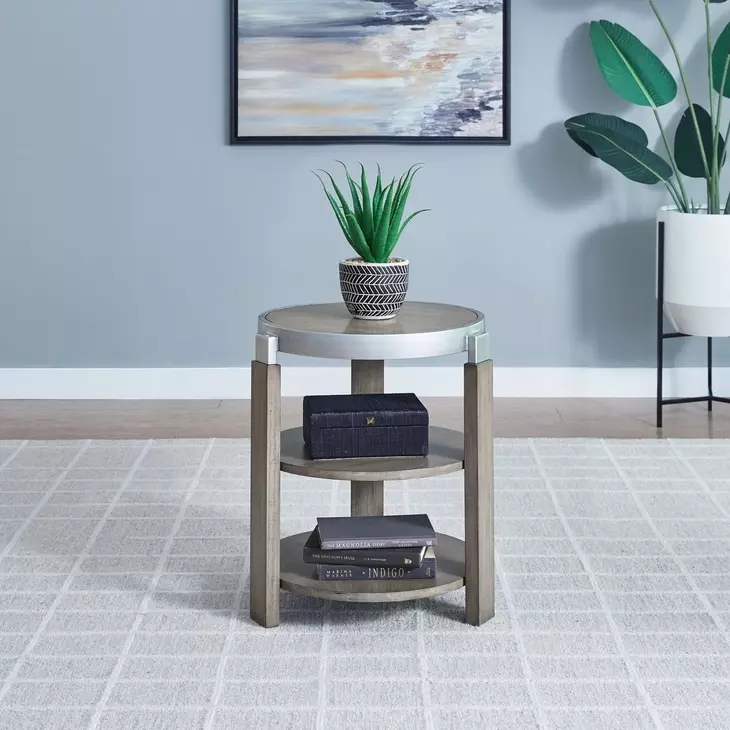 Sutton Bleached Sand Round Chairside Table