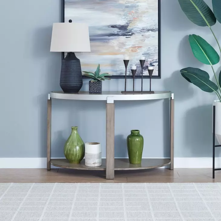 Sutton Bleached Sand Demilune Sofa Table