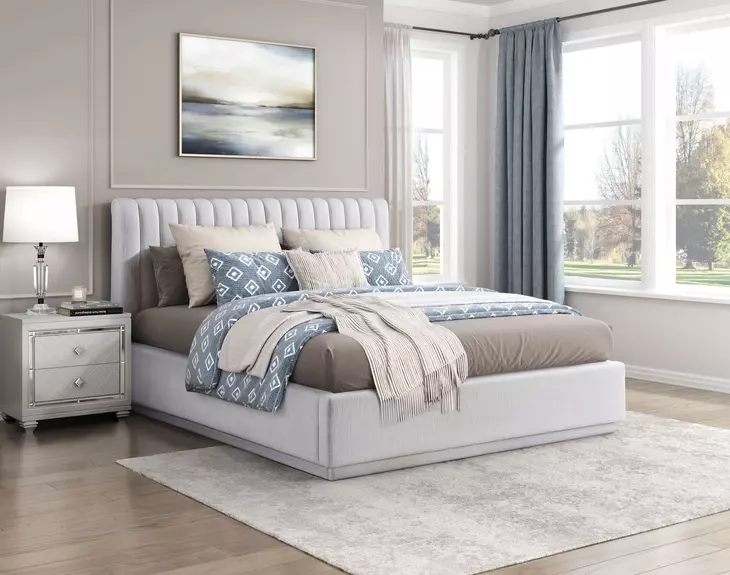 Mulvane Natural Queen Upholstered Platform Bed