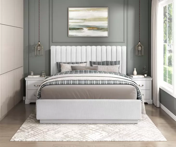 Mulvane Natural Full Upholstered Platform Bed