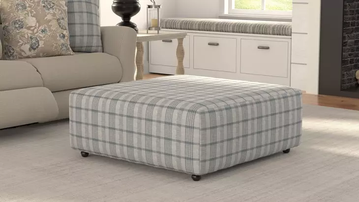 Chappy Chambray Castered Cocktail Square Ottoman