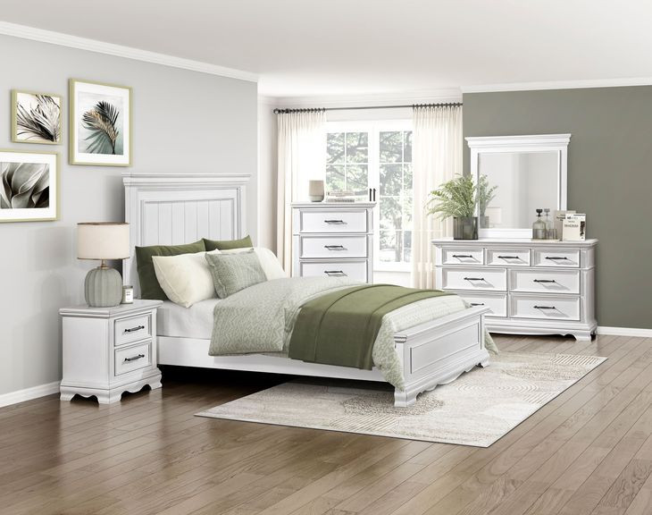 York White Full Panel Bed