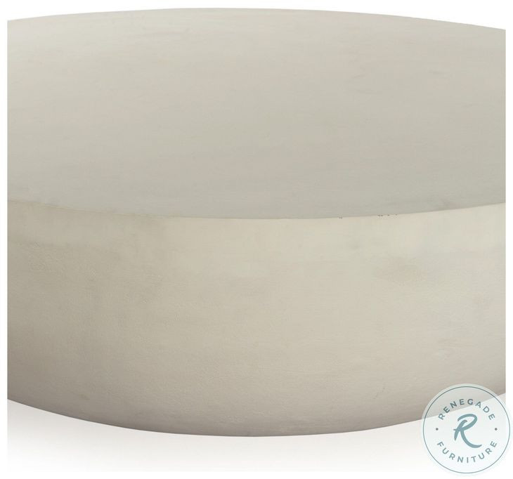 Basil Matte White Cast Aluminum Outdoor Round Coffee Table