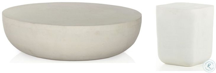 Basil Matte White Cast Aluminum Outdoor Round Occassional Table Set