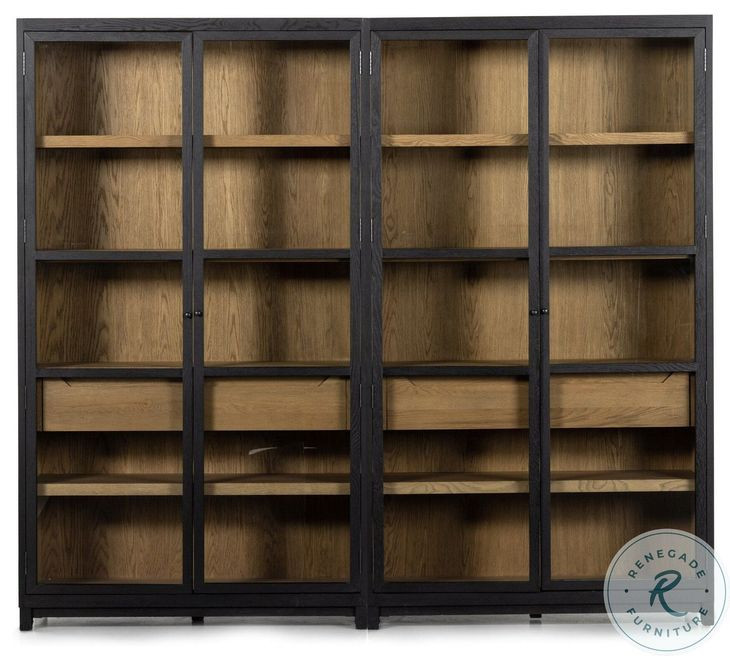 Millie Matte Black 4 Glass Door Double Cabinet