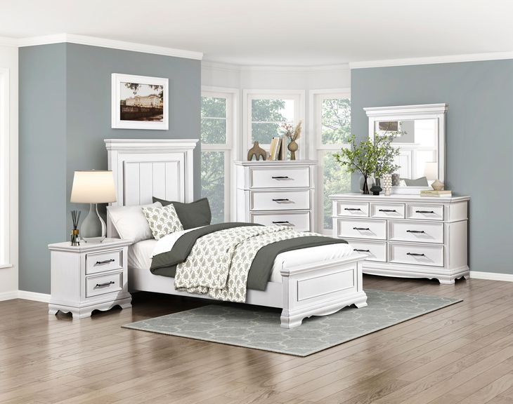 York White Twin Panel Bed