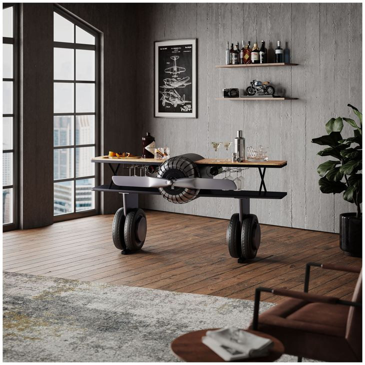 Glory Days Maverick 72" Aiplane Bar Aviator Console Table