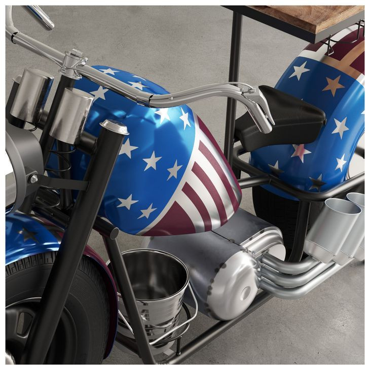 Glory Days 70" Patriotic American Flag Motorcycle Bar Console Table