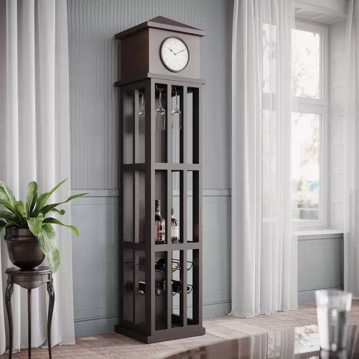 Glory Days Black Lounge Bar Cabinet with Wine Rack and Storage