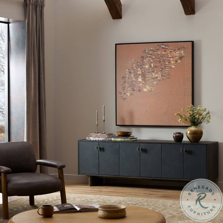 Posada Worn Black Oak Veneer 78" Media Console