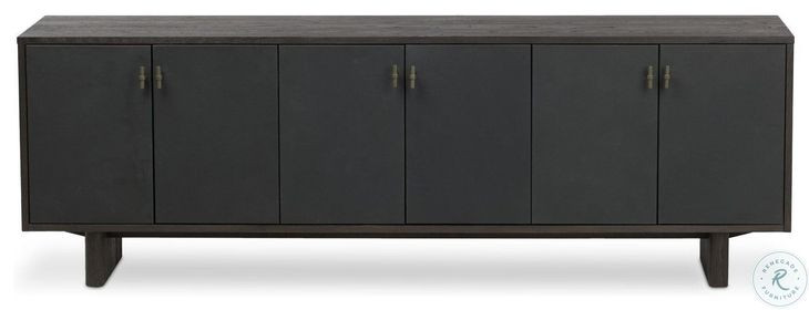 Posada Worn Black Oak Veneer 78" Media Console