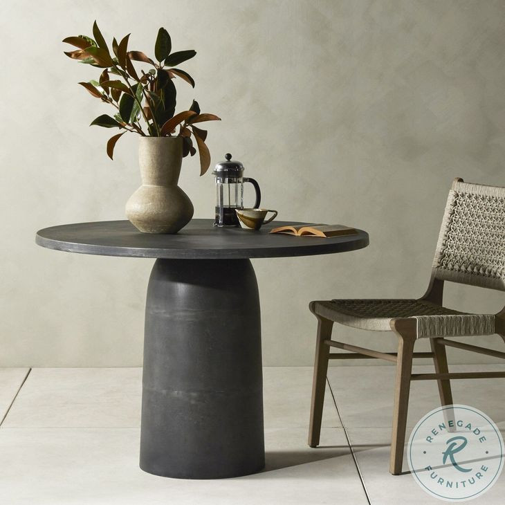 Basil Aged Grey Outdoor Round Dining Room Set