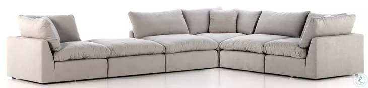 Stevie Destin Flannel 5 Piece Sectional with Ottoman