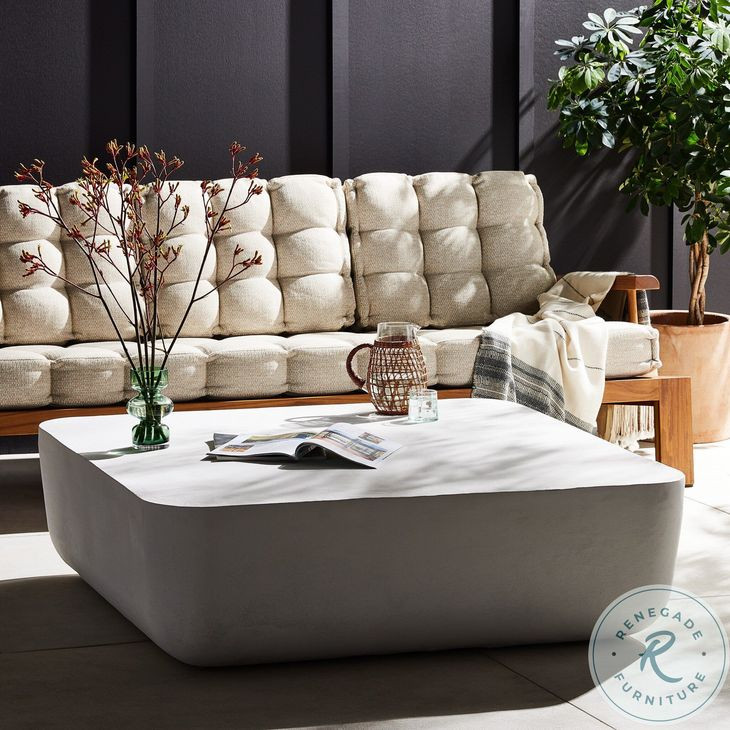 Basil Matte White Cast Aluminum Outdoor Square Coffee Table