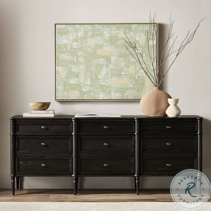 Toulouse Distressed Black 9 Drawer Dresser