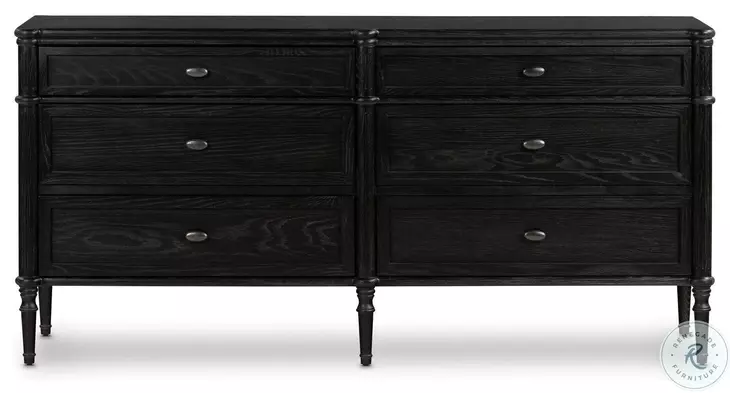 Toulouse Distressed Black 6 Drawer Dresser