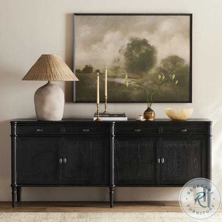 Toulouse Distressed Black 4 Door Sideboard