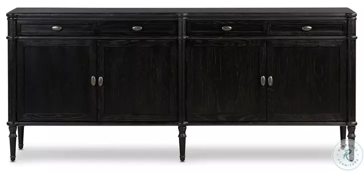 Toulouse Distressed Black 4 Door Sideboard