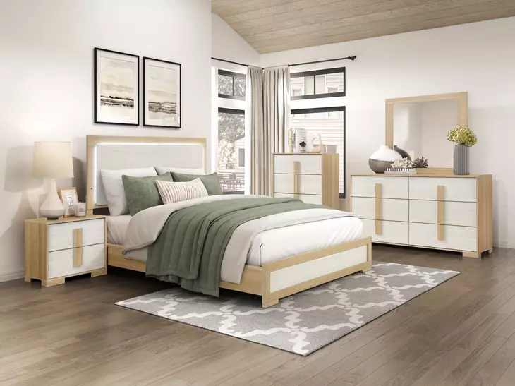 Sterling Natural and White Panel Bedroom Set