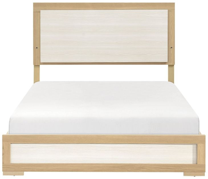 Sterling Natural and White California King Panel Bed with LED