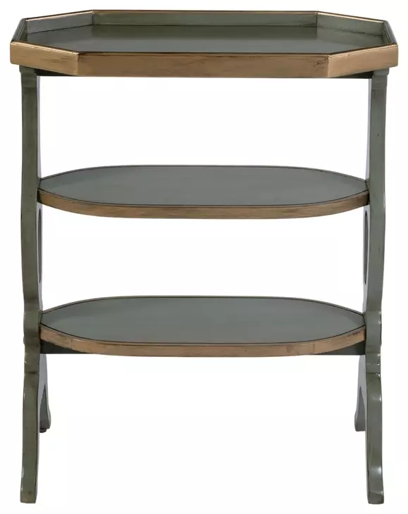 Hadley Royal Pastel Green and Gold Octagonal Side Table
