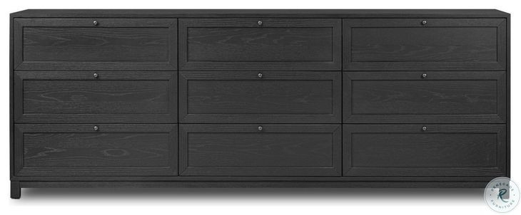 Millie Drifted Matte Black Veneer 9 Drawer Dresser