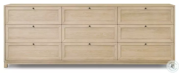 Millie Light Bleach Oak Veneer 9 Drawer Dresser