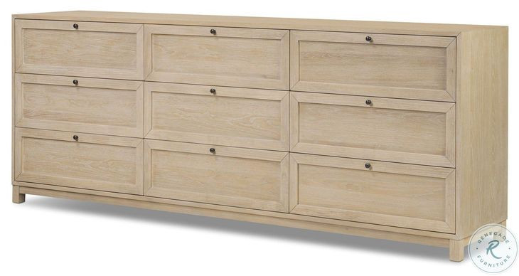 Millie Light Bleach Oak Veneer 9 Drawer Dresser