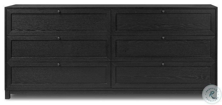 Millie Drifted Matte Black Veneer 6 Drawer Dresser