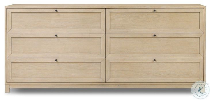 Millie Light Bleach Oak Veneer 6 Drawer Dresser