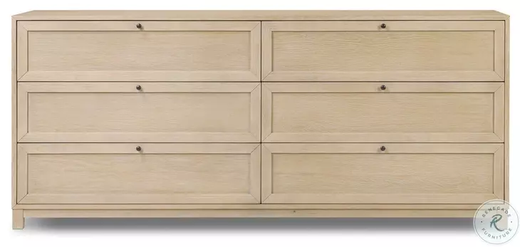 Millie Light Bleach Oak Veneer 6 Drawer Dresser