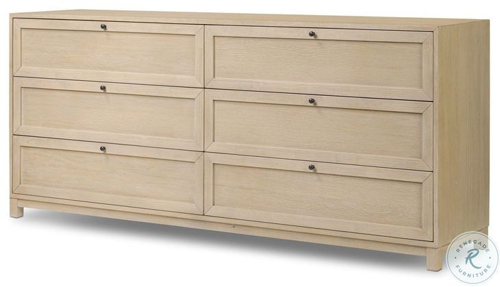Millie Light Bleach Oak Veneer 6 Drawer Dresser